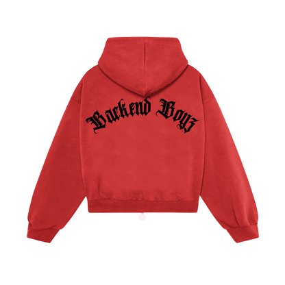 ALL BAGS RSVP CROP ZIP HOODIE (RED/BLK)