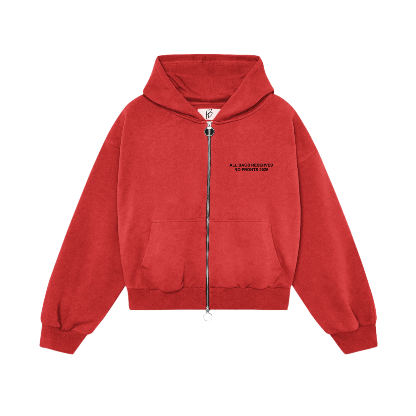 ALL BAGS RSVP CROP ZIP HOODIE (RED/BLK)