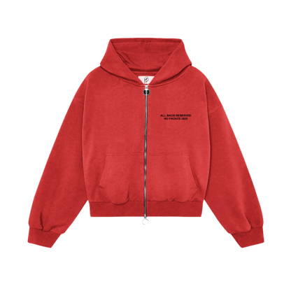 ALL BAGS RSVP CROP ZIP HOODIE (RED/BLK)