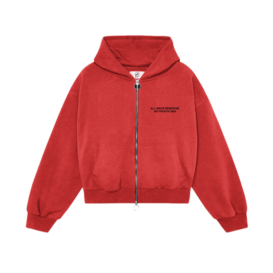 ALL BAGS RSVP CROP ZIP HOODIE (RED/BLK)