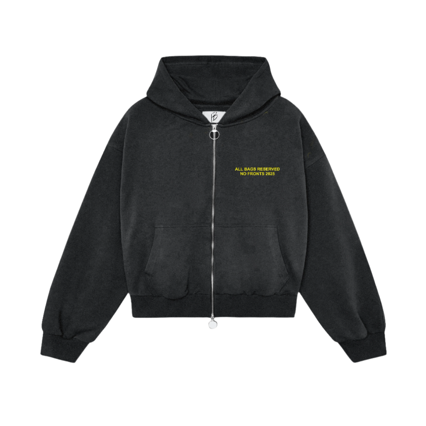 ALL BAGS RSVP CROP ZIP HOODIE (BLK/YELLOW)