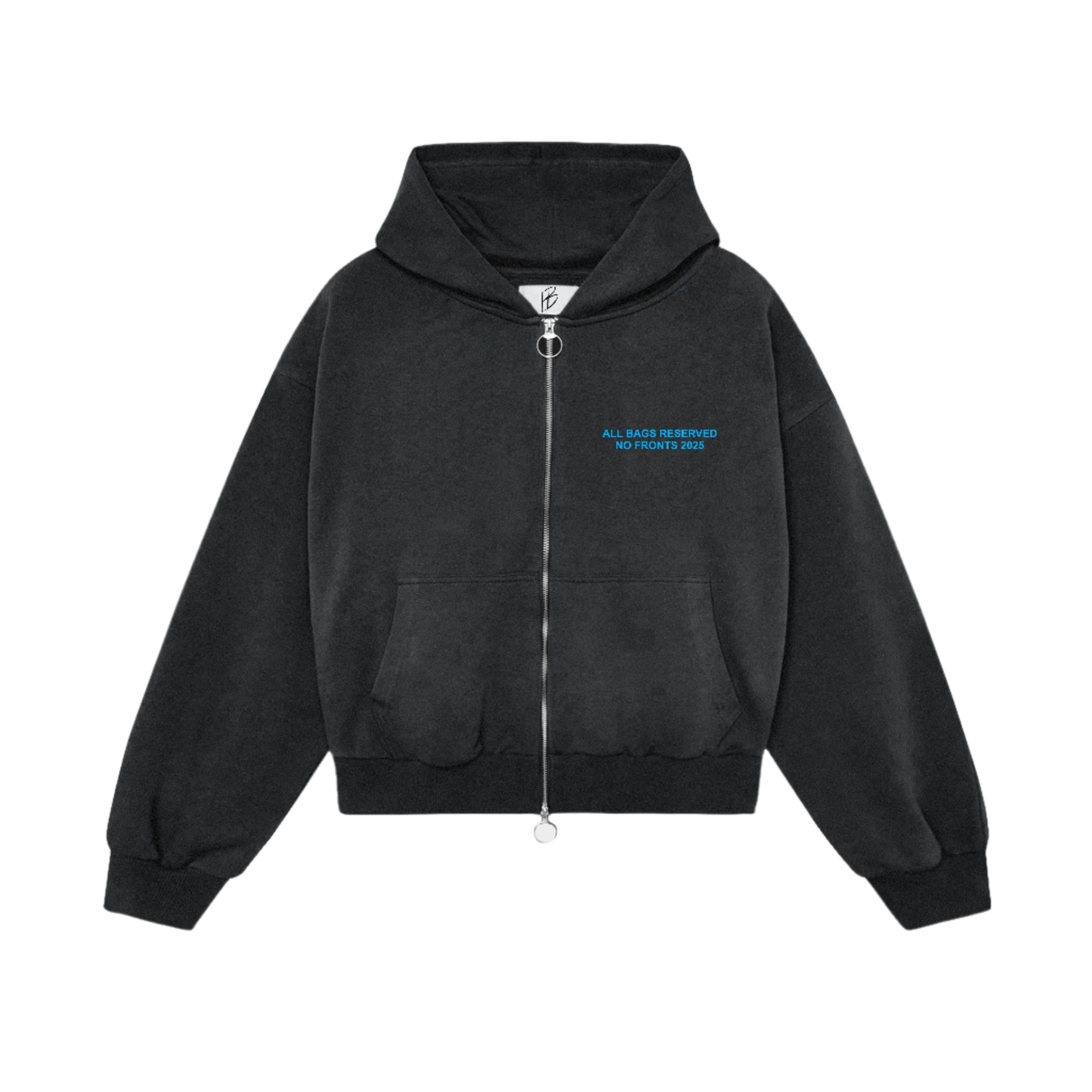 ALL BAGS RSVP CROP ZIP HOODIE (BLK/SKY BLUE)