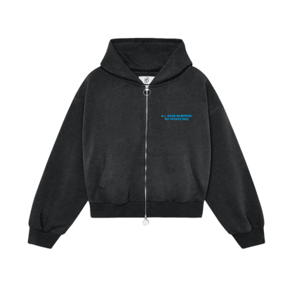 ALL BAGS RSVP CROP ZIP HOODIE (BLK/SKY BLUE)